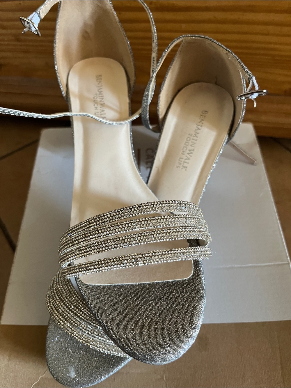 Benjamin Walk Sparkling Ankle-Strap Heels in Silver